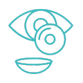 Icon of an eye with contact lenses