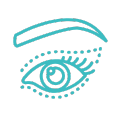 eye with eyebrow and dotted outline