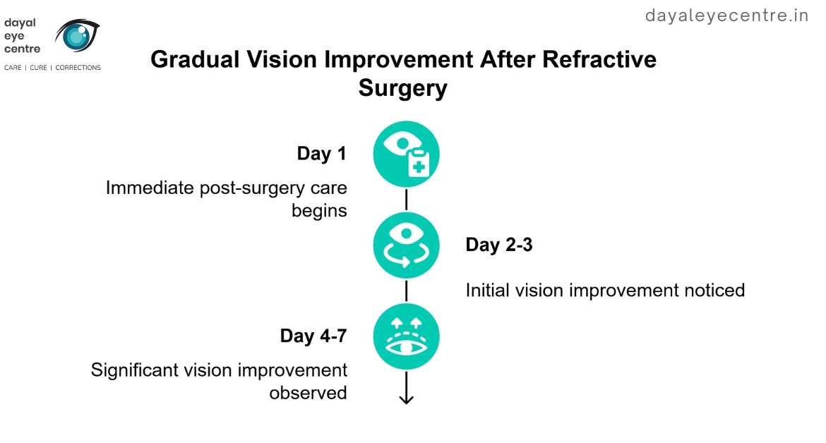 Gradual vision improvement after refractive surgery