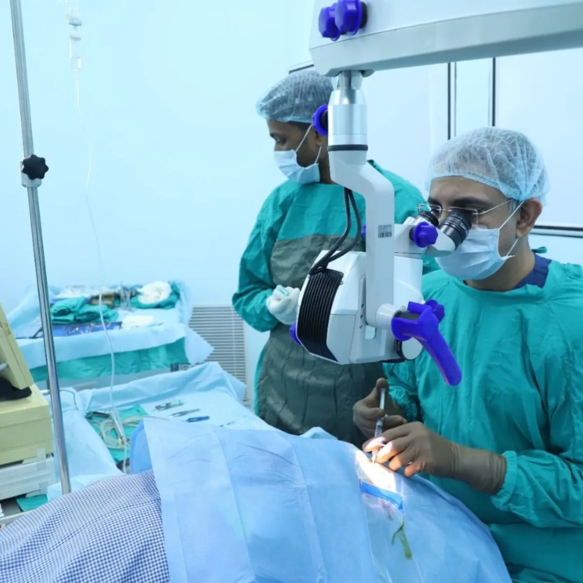 Eye surgery in progress