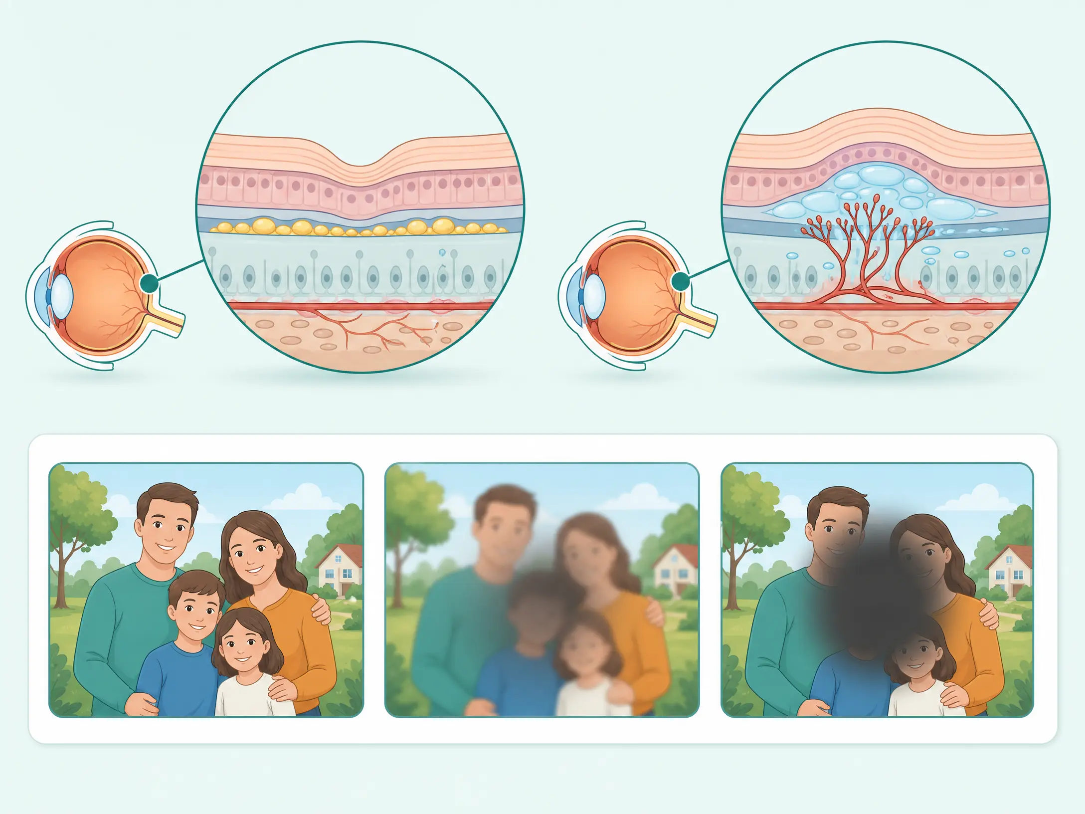 Diagram of dry and wet age-related macular degeneration
