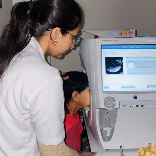“Advanced Glaucoma Testing with Humphrey Field Analyzer Visual field test results displayed by HFA for glaucoma diagnosis